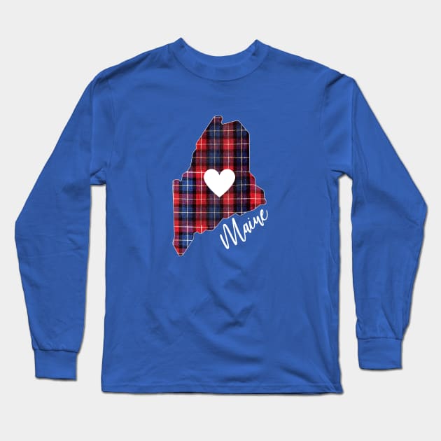 Love Maine in Plaid Long Sleeve T-Shirt by spiffy_design